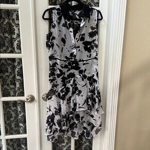 Vera Wang Black and White Floral High Low Dress